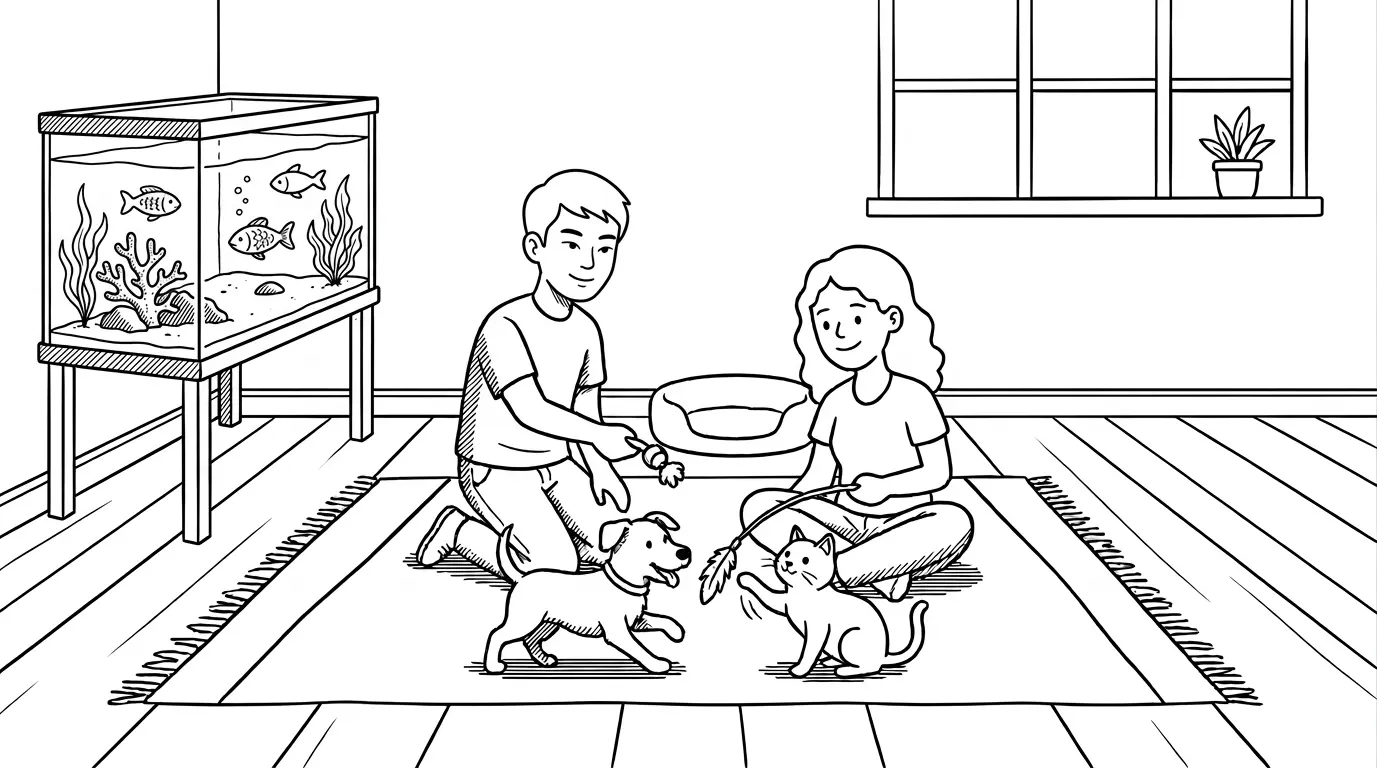 Happy pets with their caring sitters