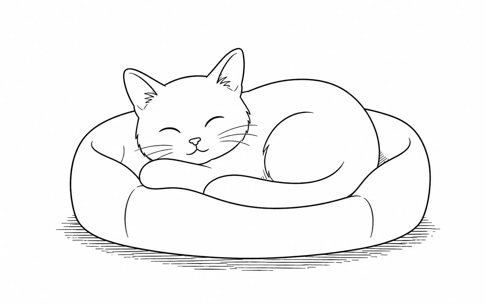 An illustration of a calm cat resting at home while a sitter checks in nearby