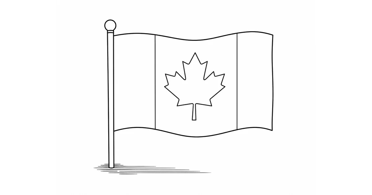 A line illustration of a Canadian flag