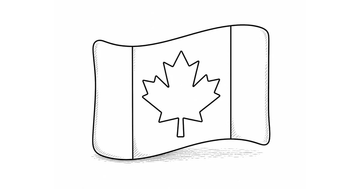 A line illustration of a Canadian flag